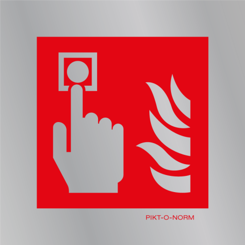 Pictogram brandmelder rood wit aluminium volgens ISO 7010