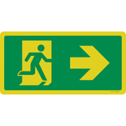 Pictogram nooduitgang rechts groen wit   luminescerend volgens ISO 7010