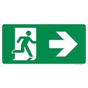 Pictogram nooduitgang rechts groen wit volgens ISO 7010
