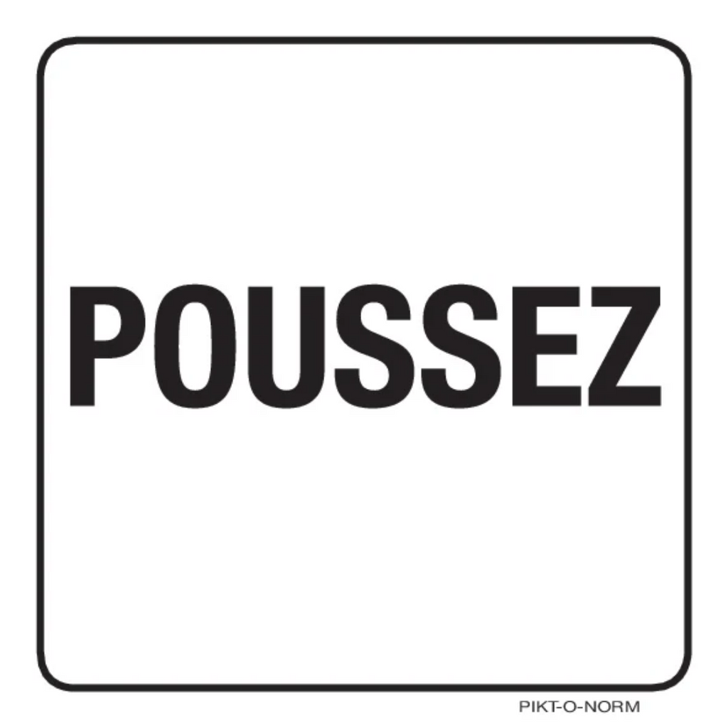 Pictogram poussez tekst zwart wit