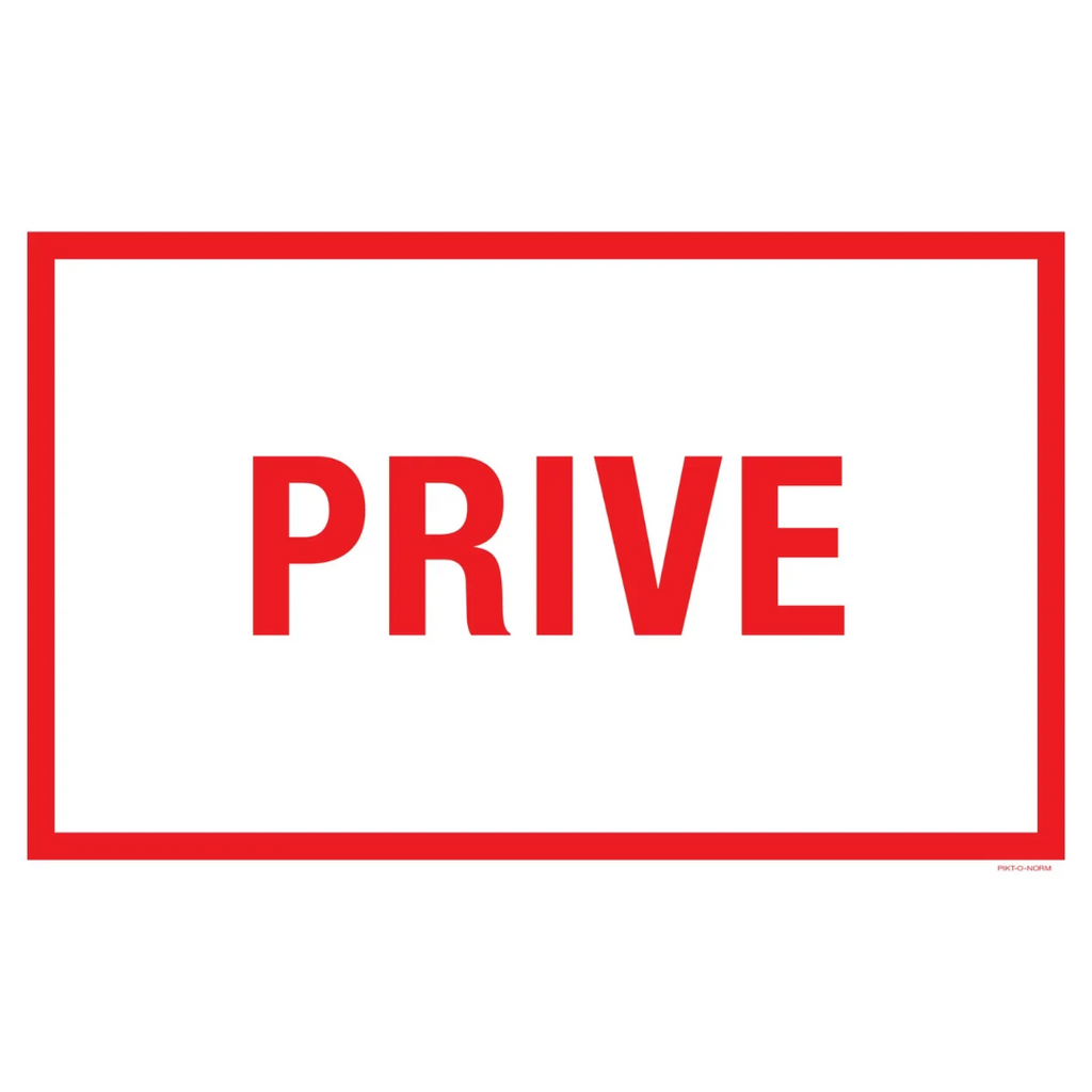 Pictogram Franstalig privaat toegang tekst rood wit