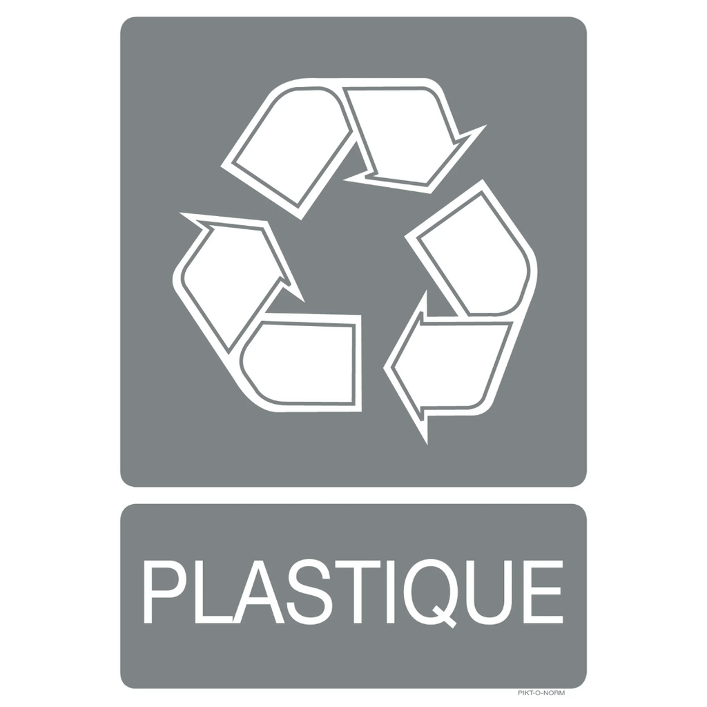 Pictogram recyclage plastique grijs wit