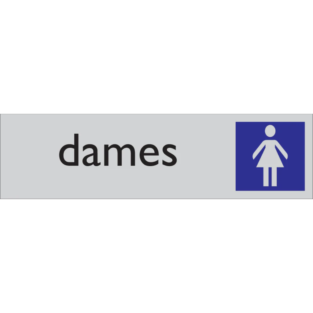 Pictogram toilet dames tekst blauw grijs zelfklevende pvc